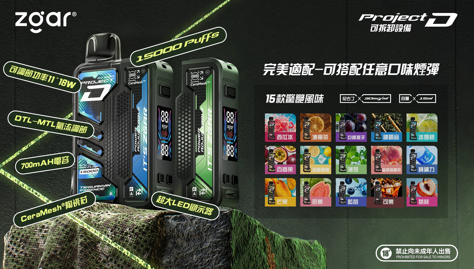 冰熊卡帶煙彈.png ZGAR PROJECT D 冰熊卡帶 15ml大容量煙彈 3盒加100送主機